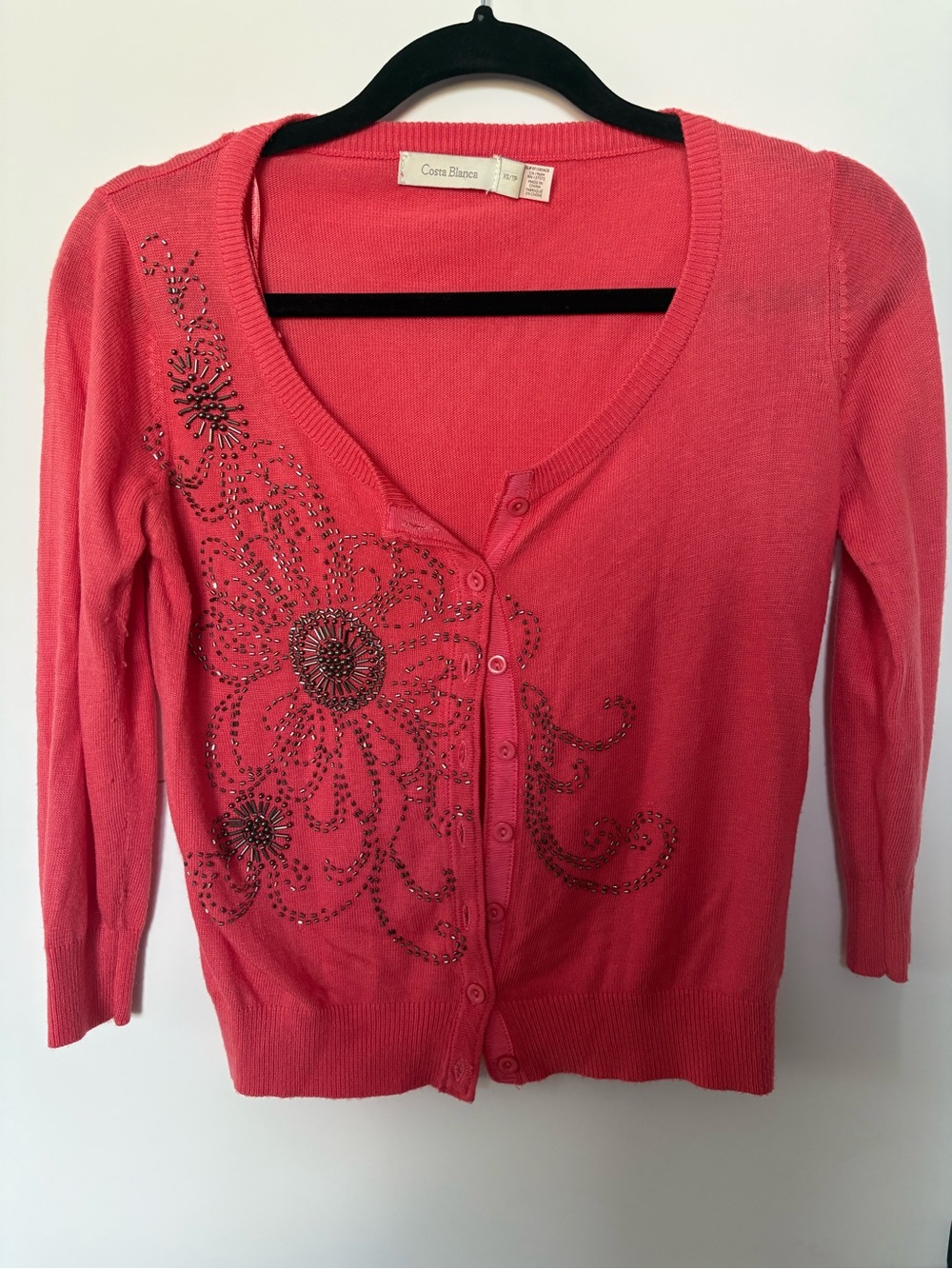 Costa Blanca Coral Embellished Button-Front Sweater